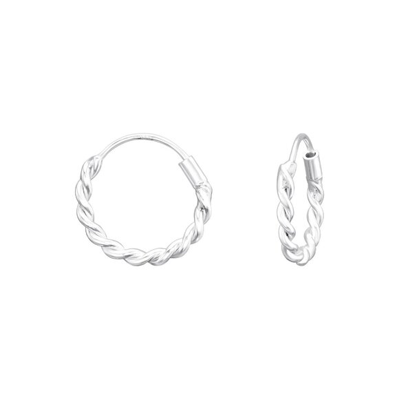 Sterling Silver Huggie Hoop Earrings 12mm - Picture 1 of 8
